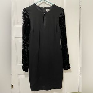 Vintage Fashion Cache Classic Black Fitted Sheer Sleeves Spandex Modest Dress 8